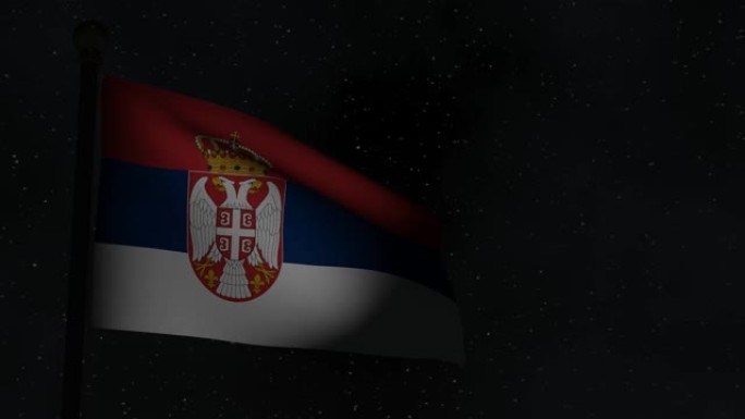 夜间动画无缝循环国旗-塞尔维亚