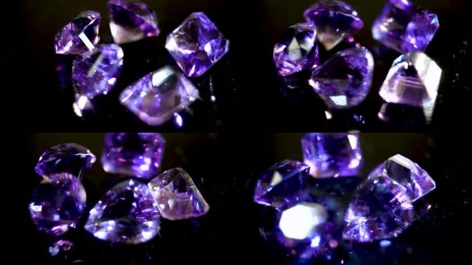 紫色紫水晶的特写。宝石紫水晶紫色。珠宝宝石