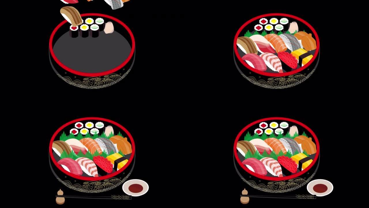 日本寿司跳进寿司桶