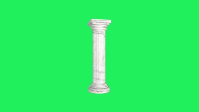 绿色背景上逼真的罗马式石柱隔离。
