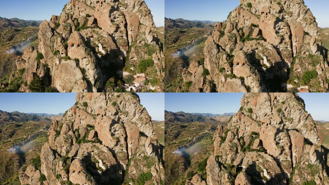 卡拉布里亚山区鬼城Pentedattilo附近的古老岩石