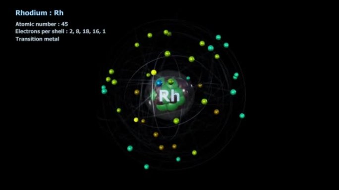 在黑色上无限轨道旋转中具有45个电子的铑原子