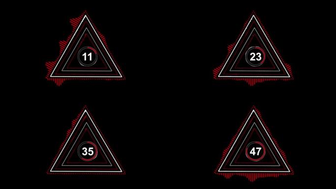 1分钟倒计时。计时器。倒计时60秒。一分钟霓虹灯倒计时。LED显示屏的LCD像素纹理。1分钟电霓虹灯