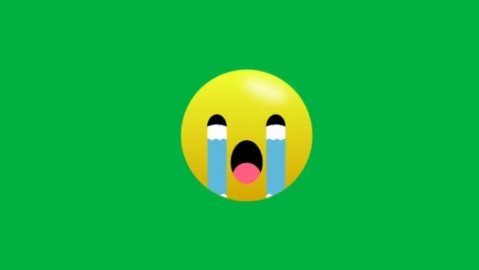 无缝哭泣表情动画孤立在绿色屏幕上。社交媒体表达和情感概念镜头。