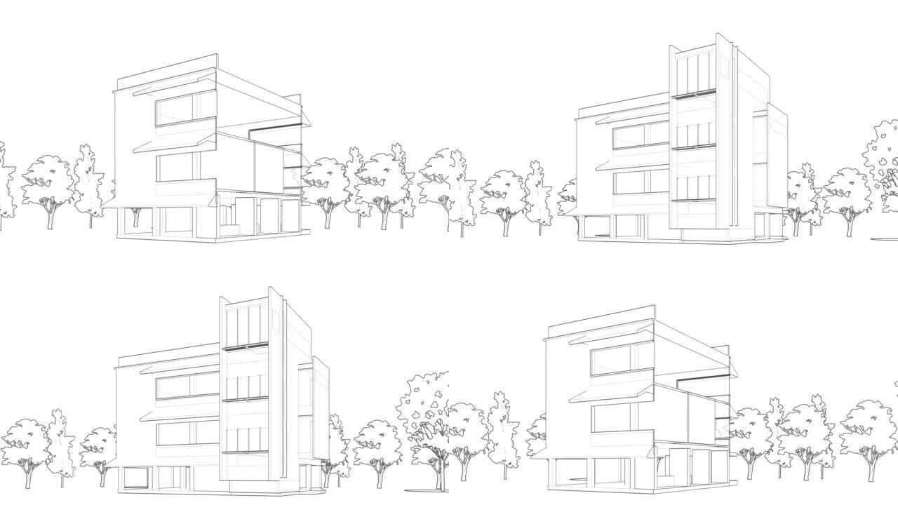 建筑图纸循环三维动画