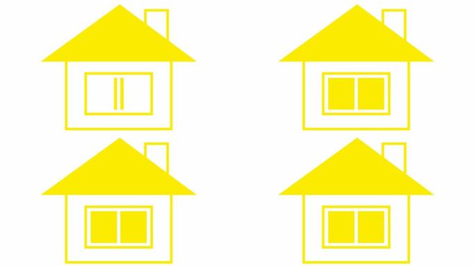 房子的象征。平黄色图标。家居、房地产的概念。矢量插图孤立在白色背景上。