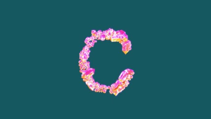 橙色和粉色时尚宝石字母C，孤立循环视频