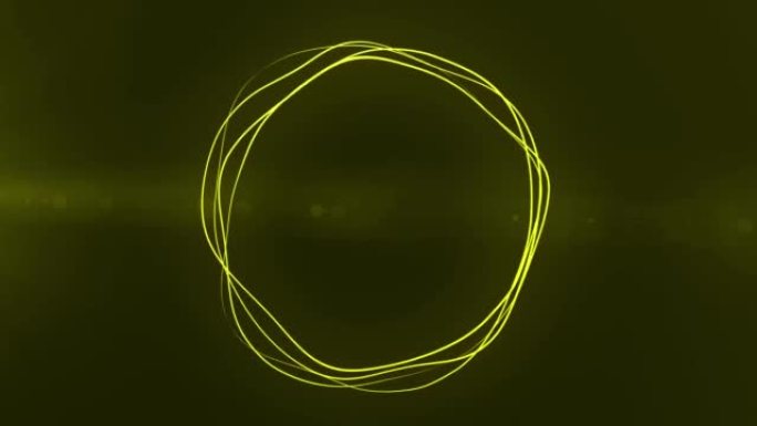 超高清4k抽象3D渲染霓虹灯圈。绿色、黄色霓虹灯圈抽象未来高科技运动背景。视频3d动画。3840x2