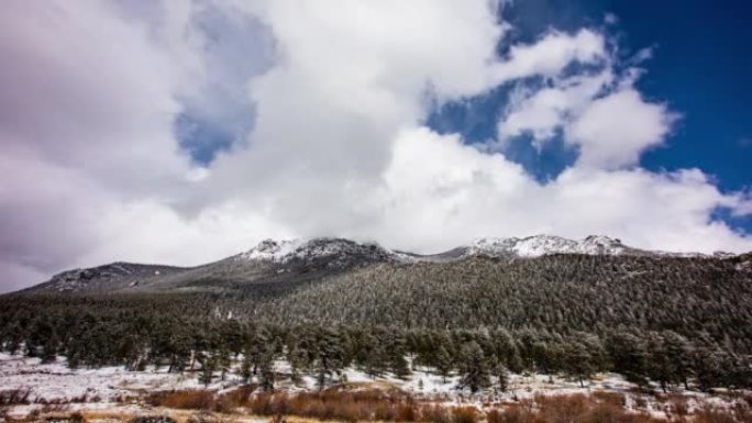 时间流逝-冬季科罗拉多州落基山国家公园的雪谷
