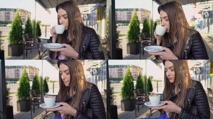 Woman drinking coffee