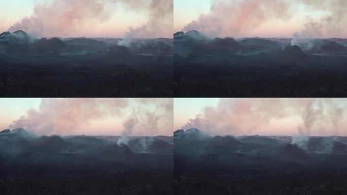 吸烟原始火山景观冰岛宽阔的天空