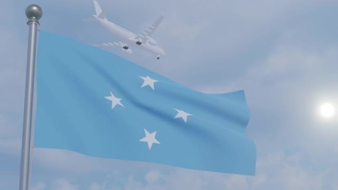 动画用飞机无缝循环国旗 -- 密克罗尼西亚联邦