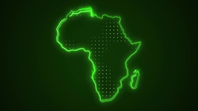 霓虹绿色非洲地图边界轮廓循环背景