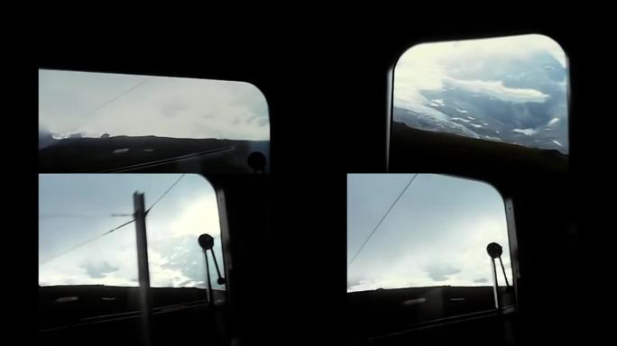 阿尔卑斯山60年代山脉列车的景观