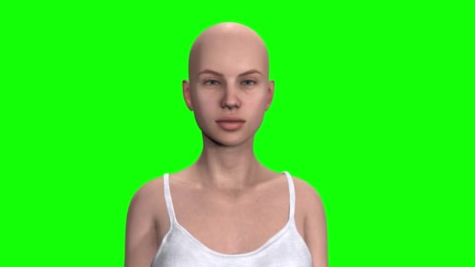 女性的3D渲染，metaverse中的数字化身概念。孤立在绿色背景上。