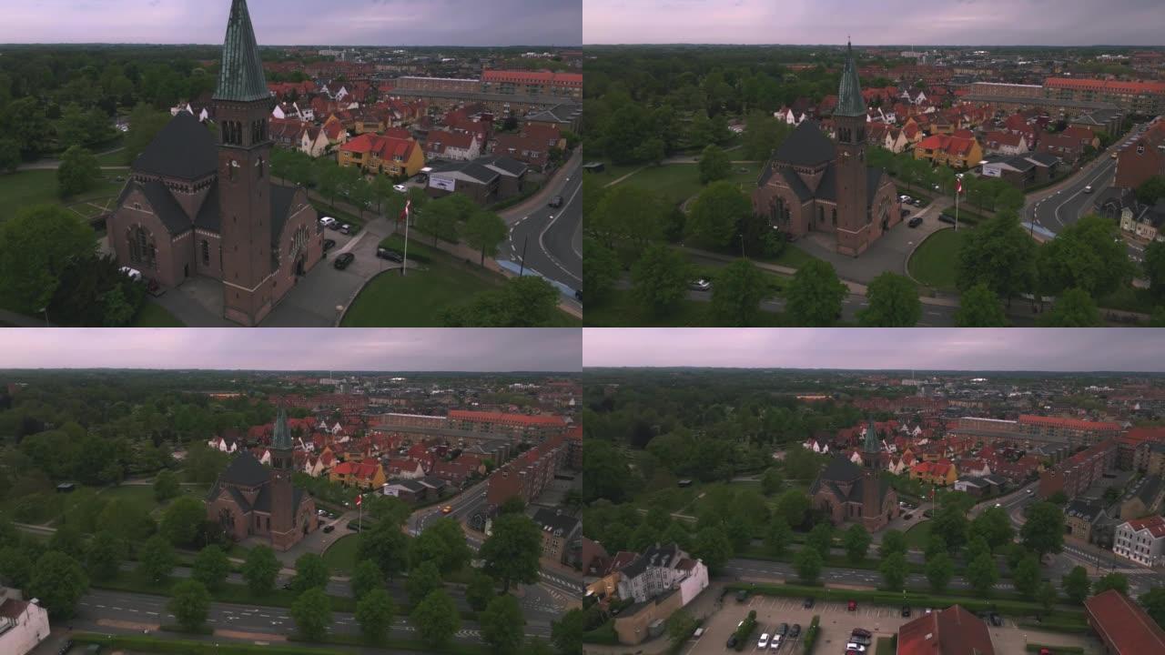 无人机在丹麦欧登塞的Ansgar Kirke