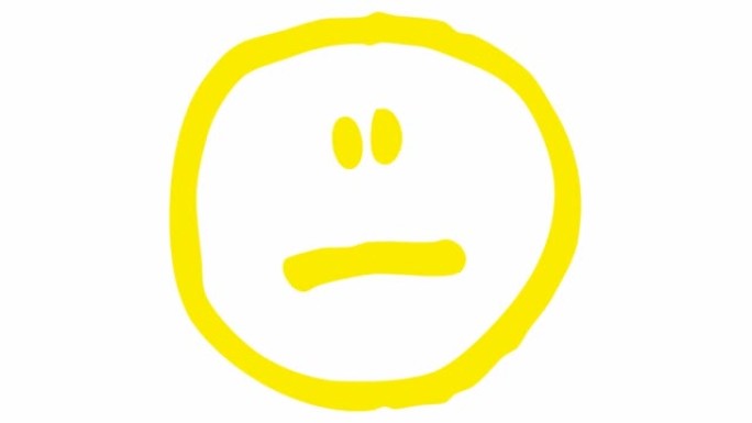 动画的情绪图标集。不同的表情。黄色笑脸涂鸦。情绪的概念。循环视频。手绘矢量插图孤立在白色背景上。