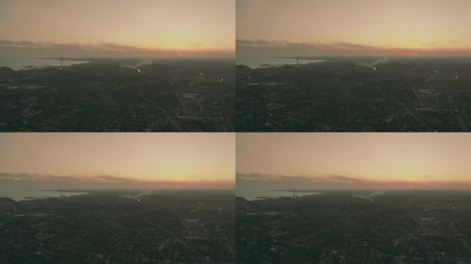 夏季的工业城市马里乌波尔。和平时期飞越城市。