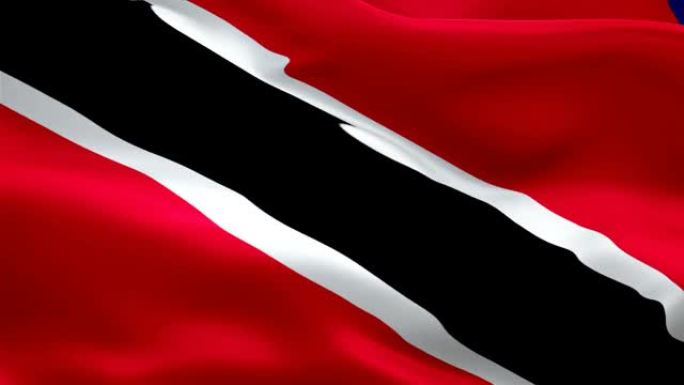 多巴哥国旗。国家3d多巴哥国旗挥舞无缝循环动画。多巴哥国旗高清背景慢动作视频。多巴哥国旗特写1080