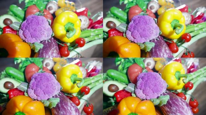 纸板箱中新鲜健康有机蔬菜的成分。