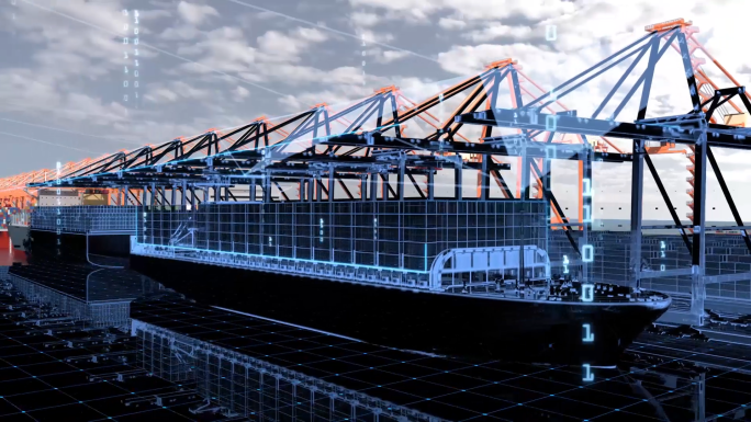科技感转场码头运输远洋国际贸易进出口货运