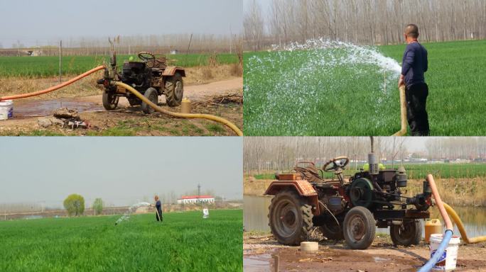 麦田灌溉，抽水机