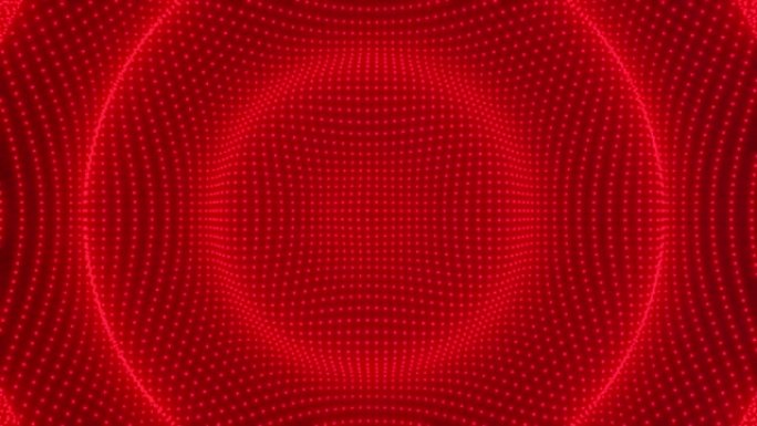 红色背景。红点的波浪在波浪中移动。循环动画。