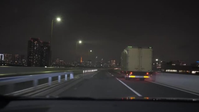 东京都会高速公路汽车驾驶夜景日本shutoko高速公路