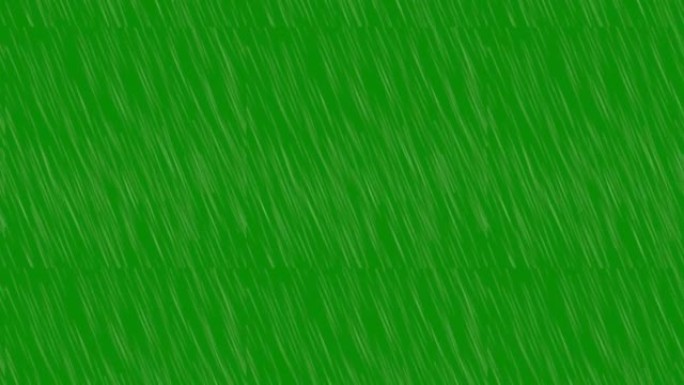 绿色屏幕上有闪电的大雨