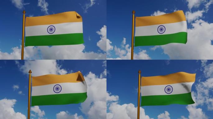 由Pingali Venkayya设计的印度共和国国旗纺织品，印度独立日的盾徽，Ashoka Cha