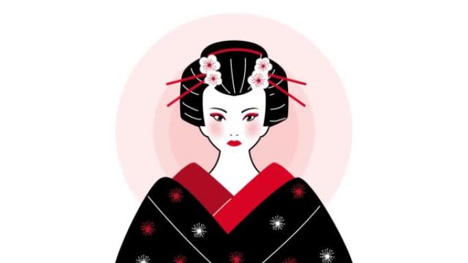 美丽的艺妓日本文化动画