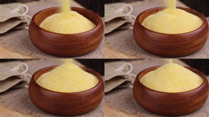 工作室用碗中的玉米粒制成的优质玉米粉