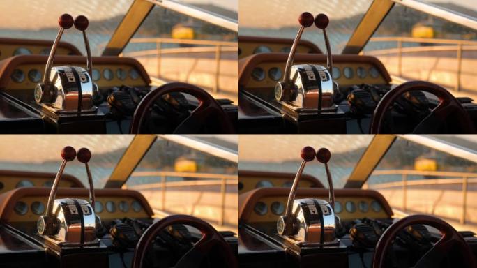 金色时光里的船齿轮箱，船舵。