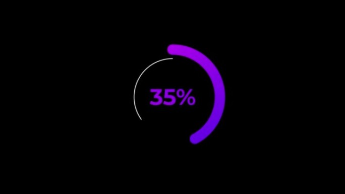 紫色科学效果中的圆圈百分比加载动画0-80%。