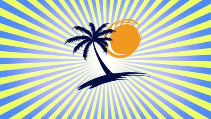 夏季热带棕榈和阳光照耀模式