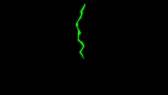黑色背景上的动画绿色闪电隔离。