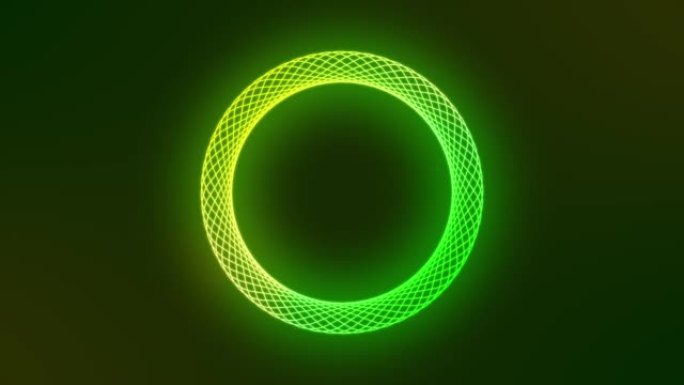 绿色和黄色渐变动画旋转圆形图案元素，