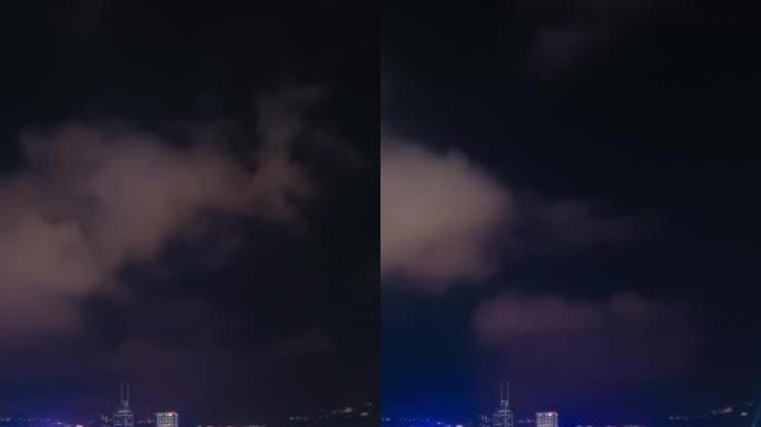 维多利亚港香港灯光交响乐的垂直延时