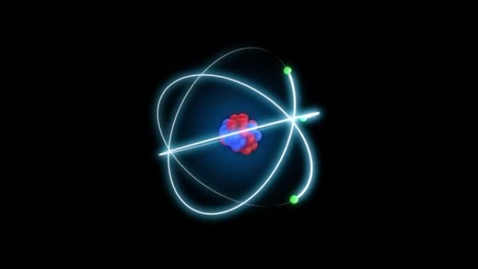 原子模型或结构背景，玻尔原子，电子绕原子核粒子运行。原子结构。核反应。概念纳米技术。