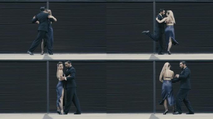 阿根廷年轻夫妇在阿根廷布宜诺斯艾利斯街头跳探戈