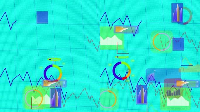 带有图表和图形动画的金融业务图。利润成功数据。数据信息图表。商业和金融概念。4K