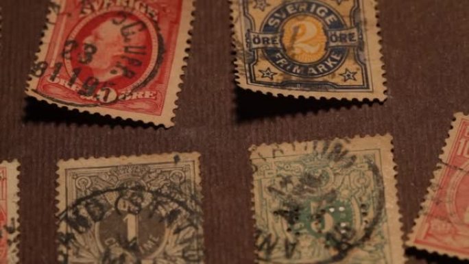 一些旧邮票的特写