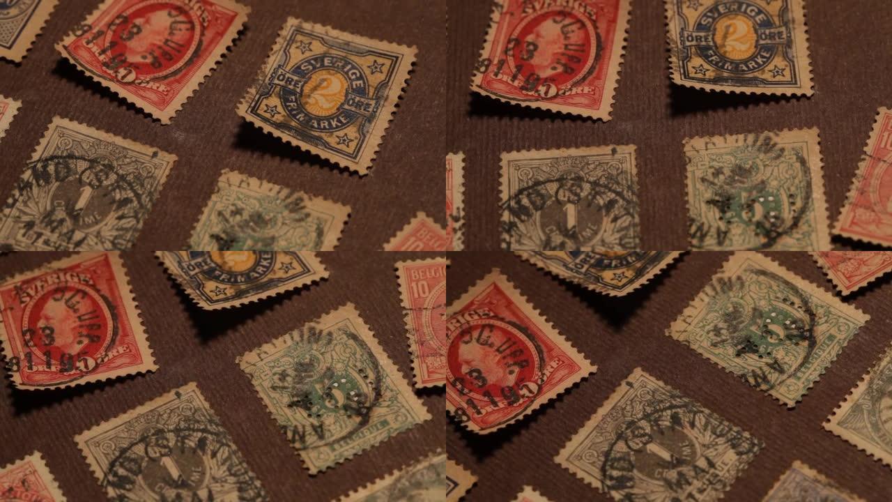 一些旧邮票的特写
