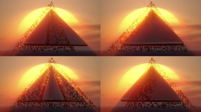 飞碟金字塔构建器太阳眩光3d无缝循环