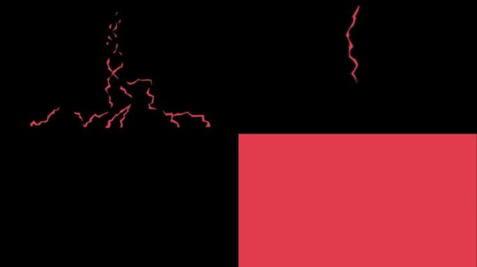 黑色背景上的动画红色闪电隔离。