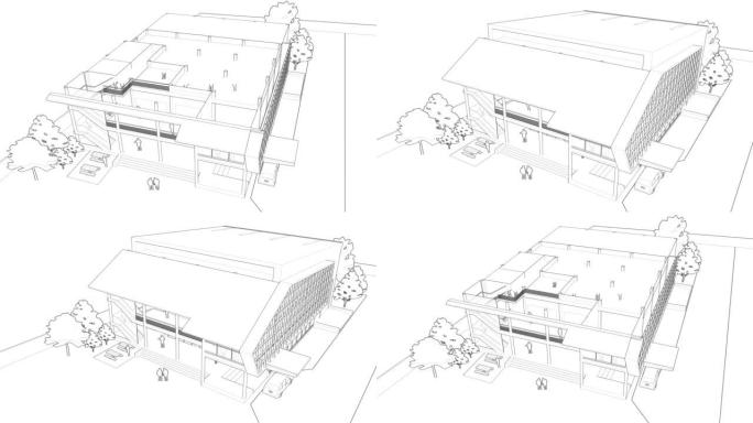 建筑图纸循环三维动画