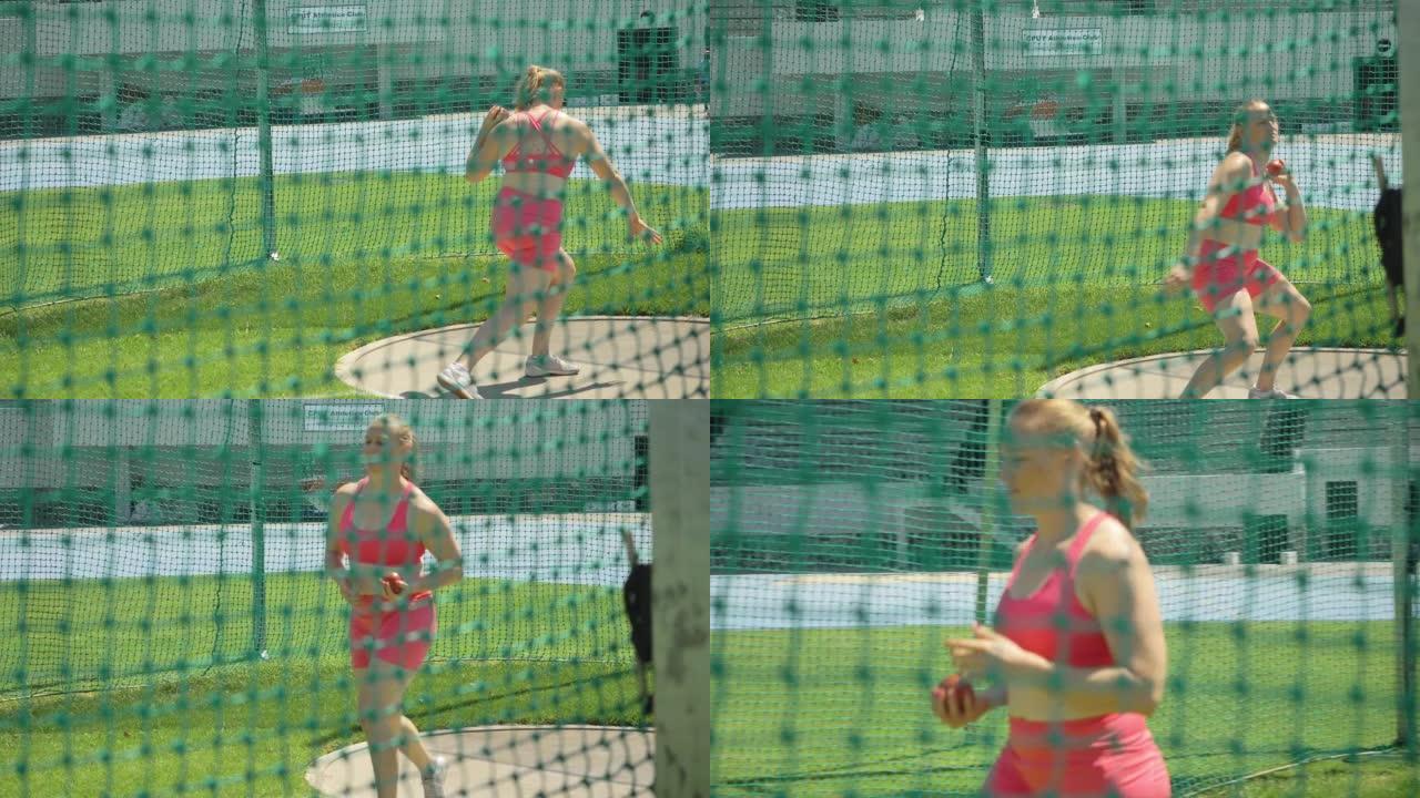 女子田径运动员投掷铅球