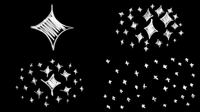 素描风格的白色涂鸦星星动画。