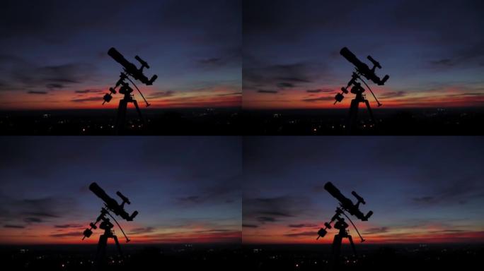 用于观测空间和天文学物体的望远镜的轮廓。