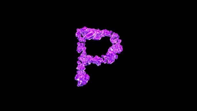 玫瑰宝石字母P与动画反射黑色，孤立循环视频
